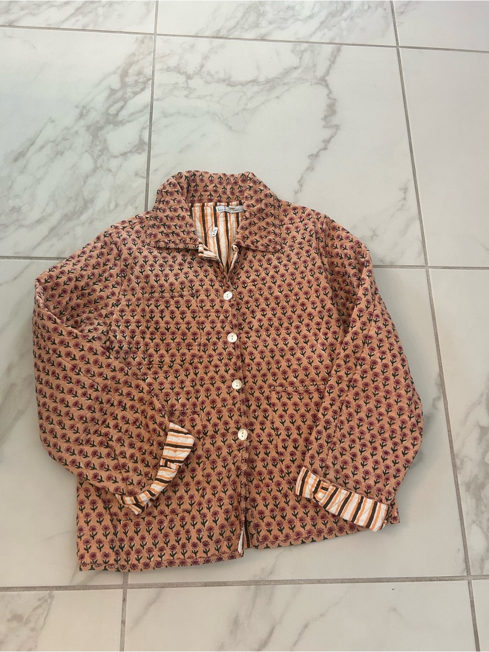 Dress a More With Love Quilted Floral Jacket in Peach and Pink